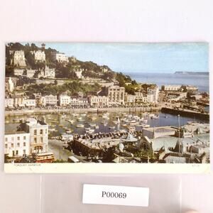 Vintage 1950s Postcard Torquay Harbour Devon England Jarrold Color Photo Unused